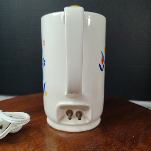 Vintage Retro Tulips Electric Teapot Set Cups Sugar Creamer SOLD AS IS - Picture 11 of 16